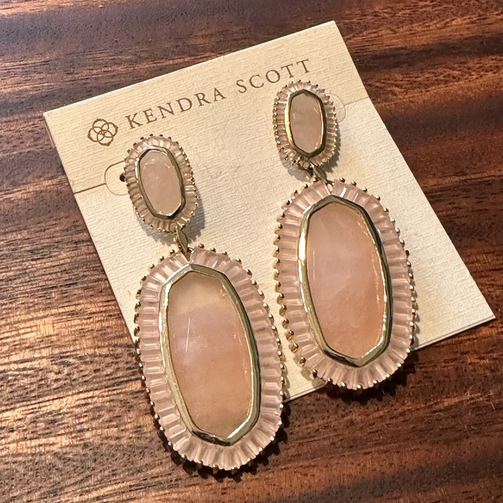 Kendra Scott Blush and Gold Statement Earrings